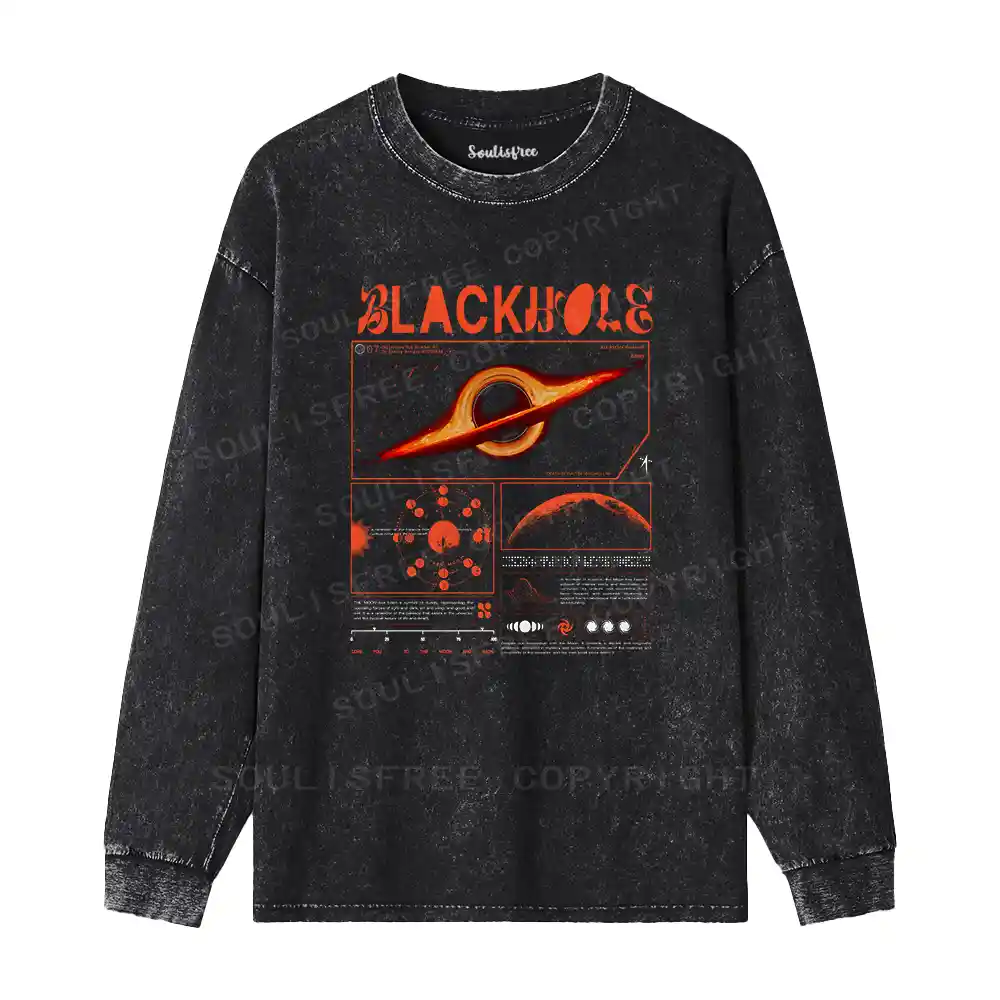 The Mystery Of Black Holes Washed Long Sleeve Shirt
