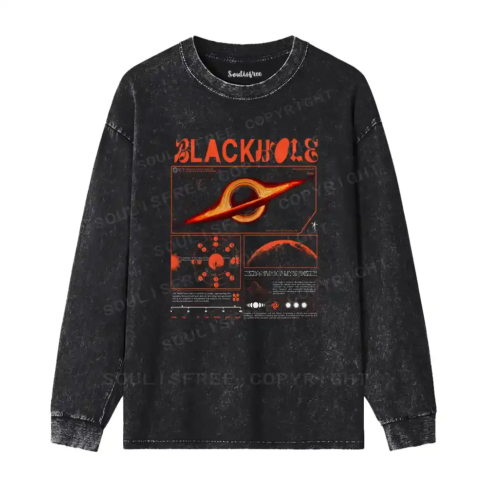 The Mystery Of Black Holes Washed Long Sleeve Shirt