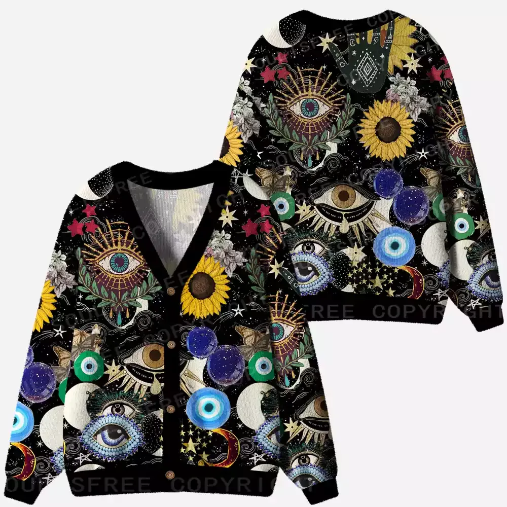 Mystic Ocular-Cosmic Insight Ugly Cardigan Sweaters 