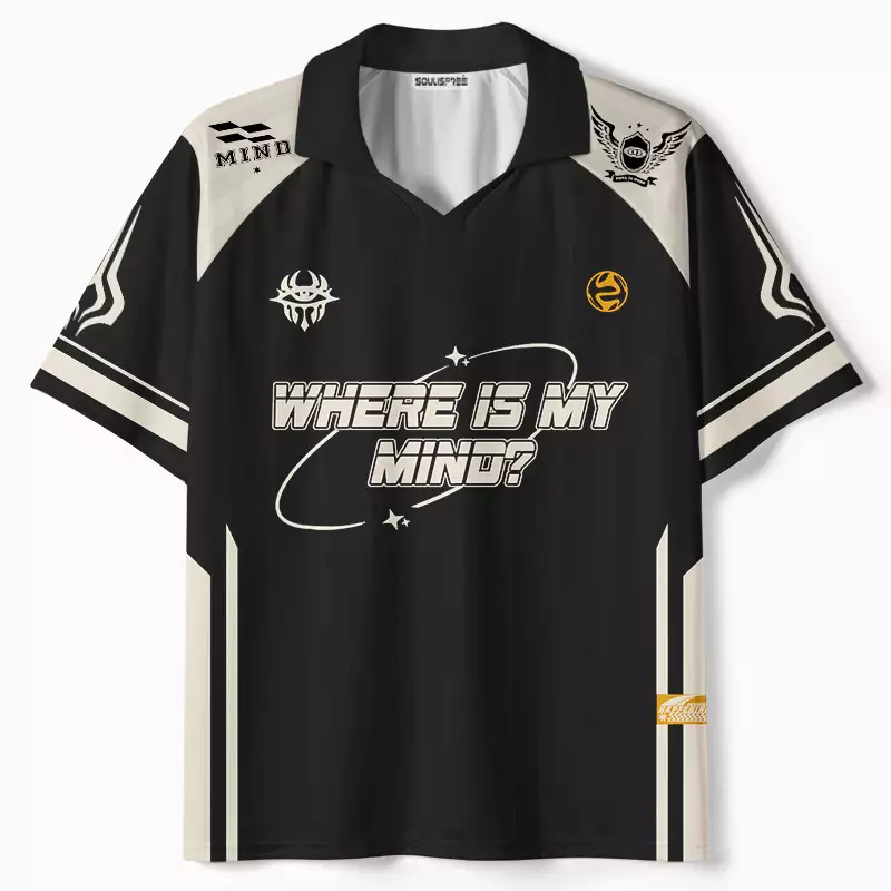 Where Is My Brain Polo Collar Unisex Jersey