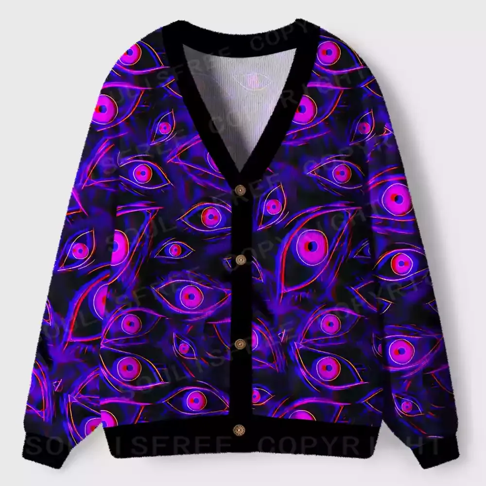 Neon Eyes of the Universe Ugly Cardigan Sweaters 