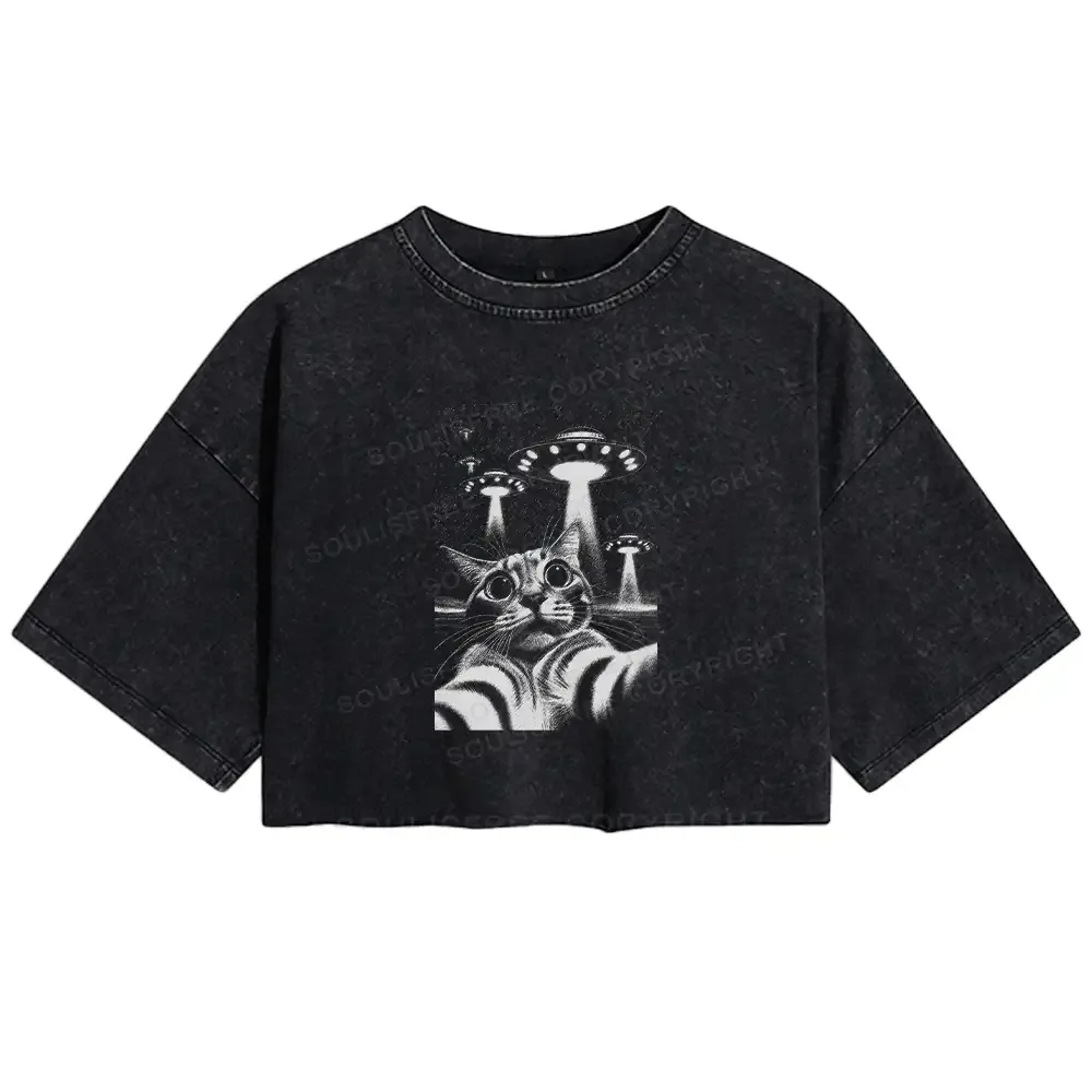 Designed They Come For Cat Washed Crop T-shirt