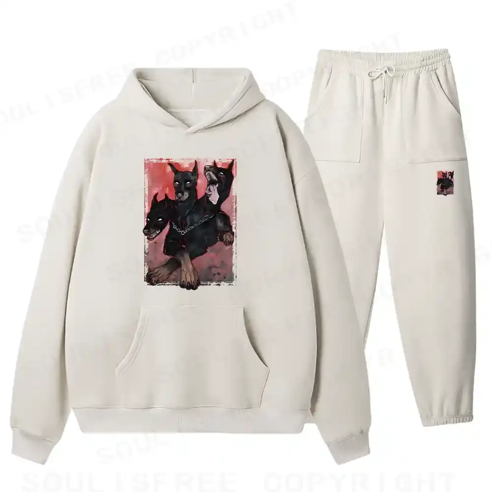 Doberman In The Dark Fleece Hoodie Set