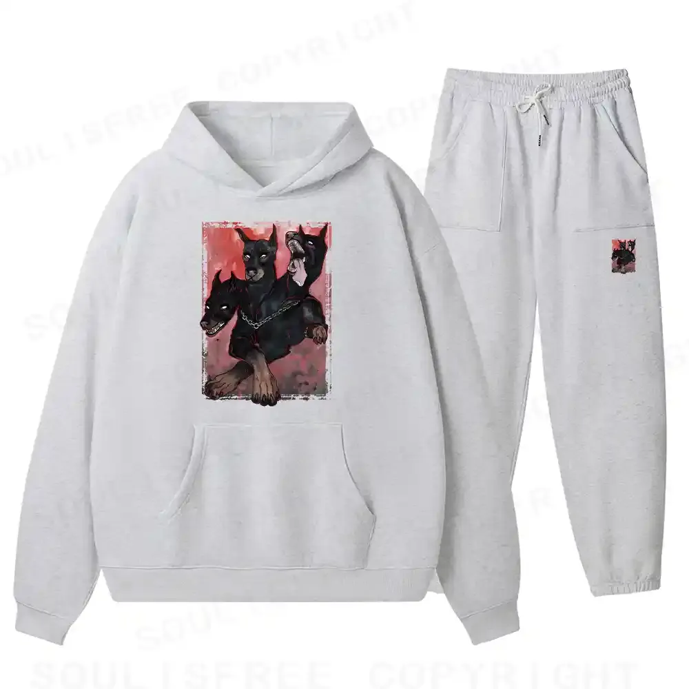 Doberman In The Dark Fleece Hoodie Set