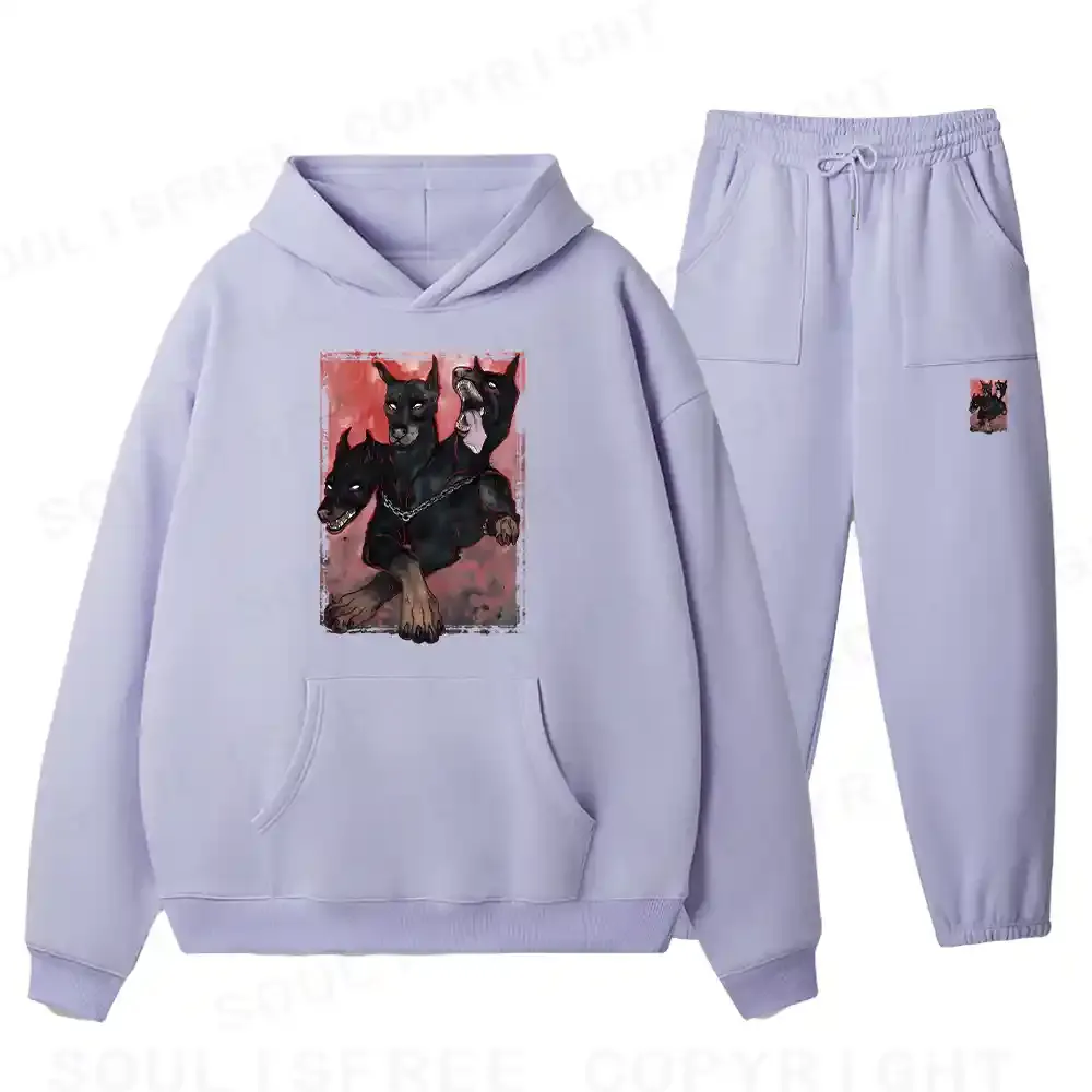 Doberman In The Dark Fleece Hoodie Set