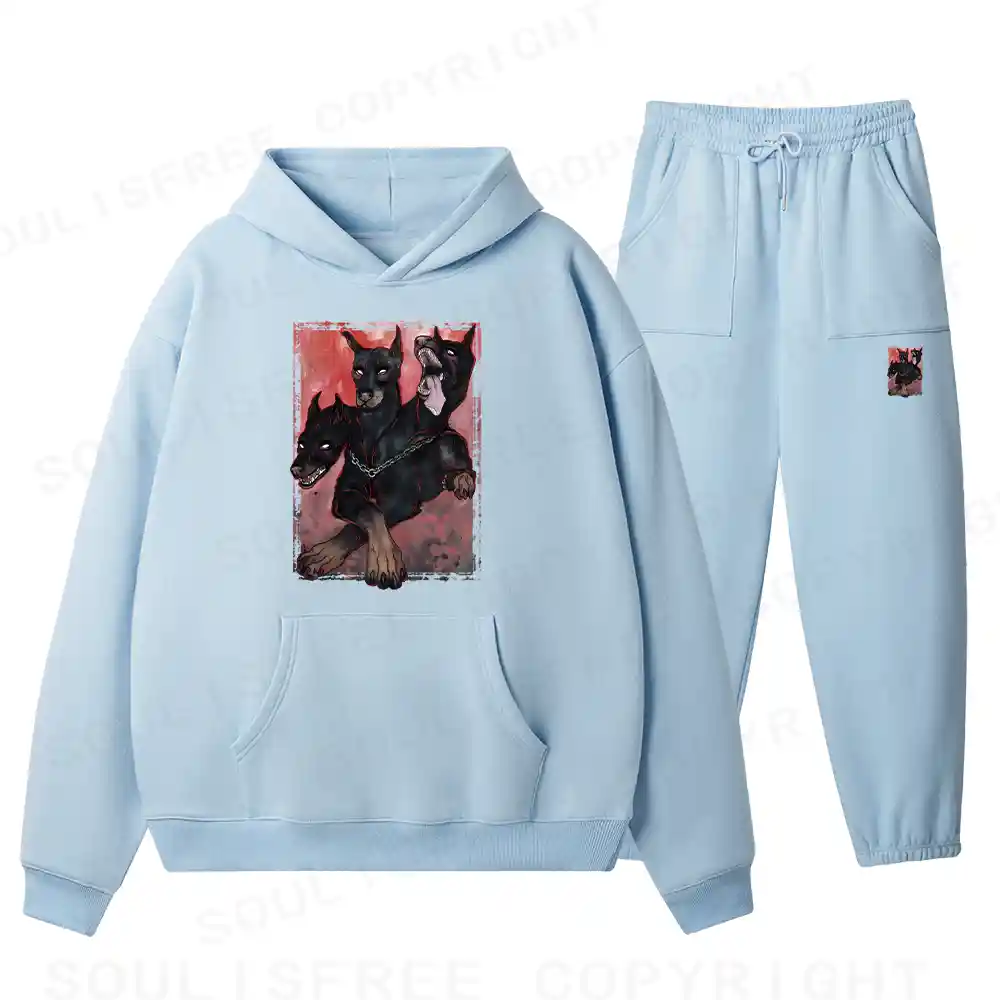 Doberman In The Dark Fleece Hoodie Set