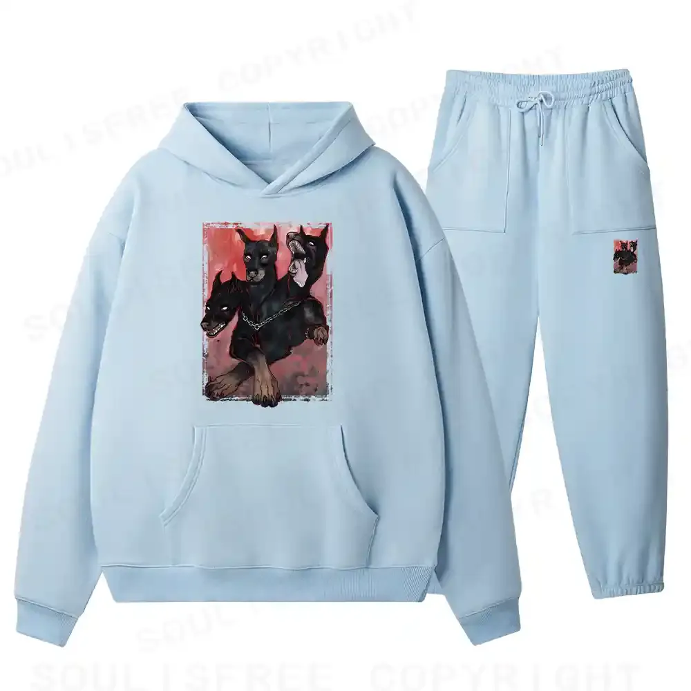 Doberman In The Dark Fleece Hoodie Set