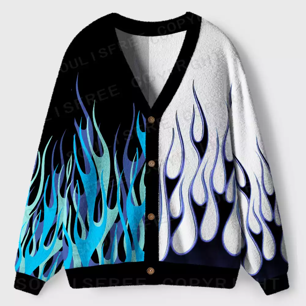 Bicolor Flame Alchemy Ugly Cardigan Sweaters 