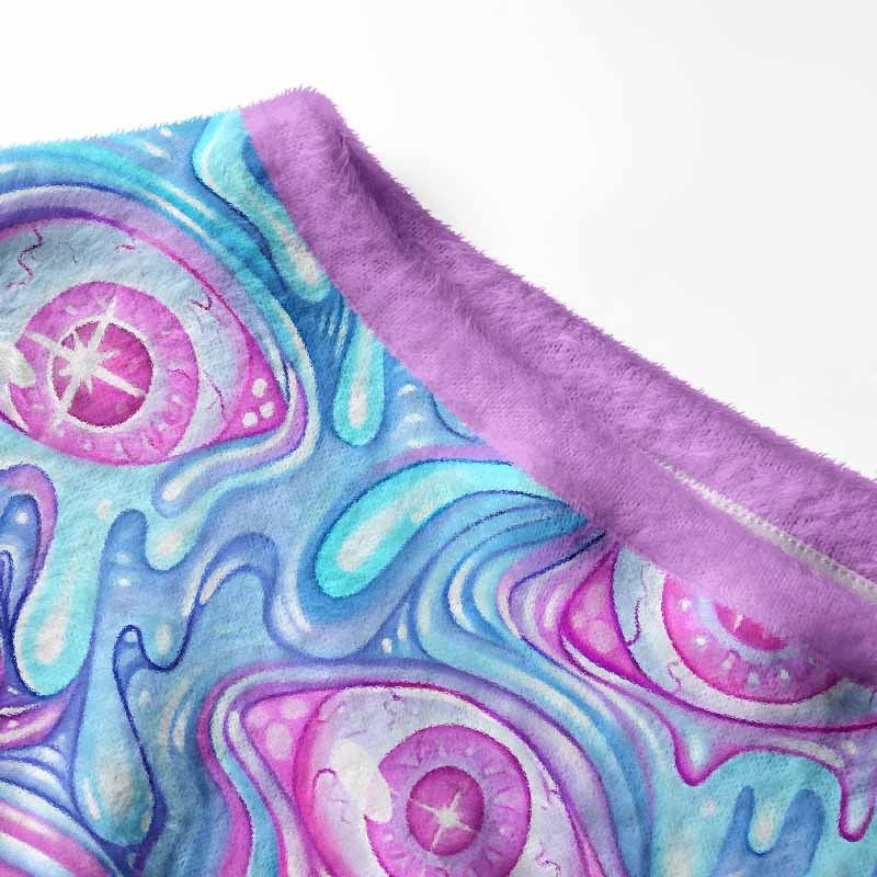Soulisfree Pastel Flow Ocular Fuzzy Off-Shoulder Sweater