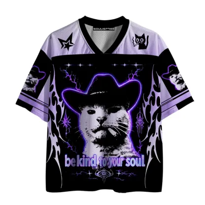Soulisfree Cowboy Cat Mesh Jersey