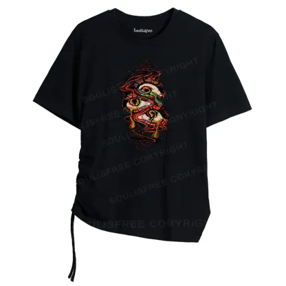 Dream Eyes Asymmetrical Top With Side Drawstring