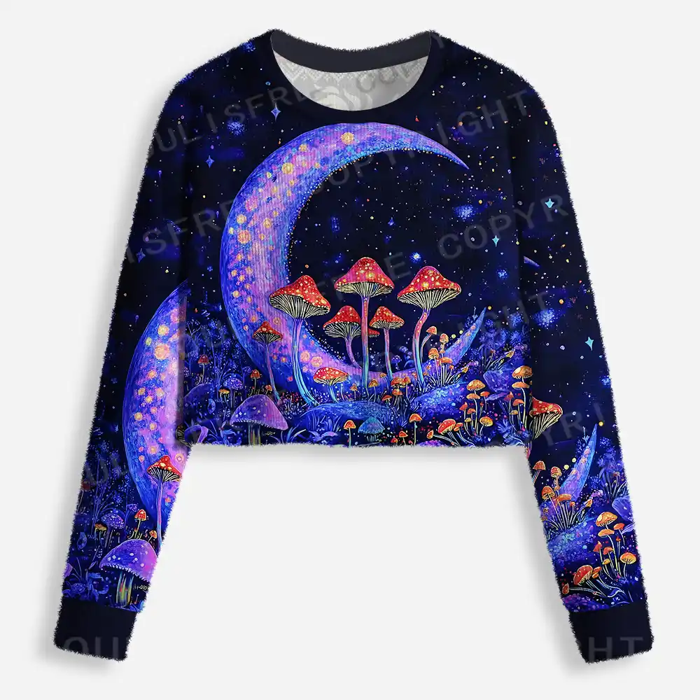 Neon Fungal Lunar Realm Cropped Ugly Christmas Sweater