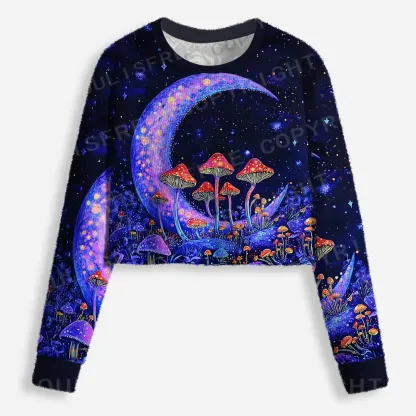 Neon Fungal Lunar Realm Cropped Ugly Christmas Sweater