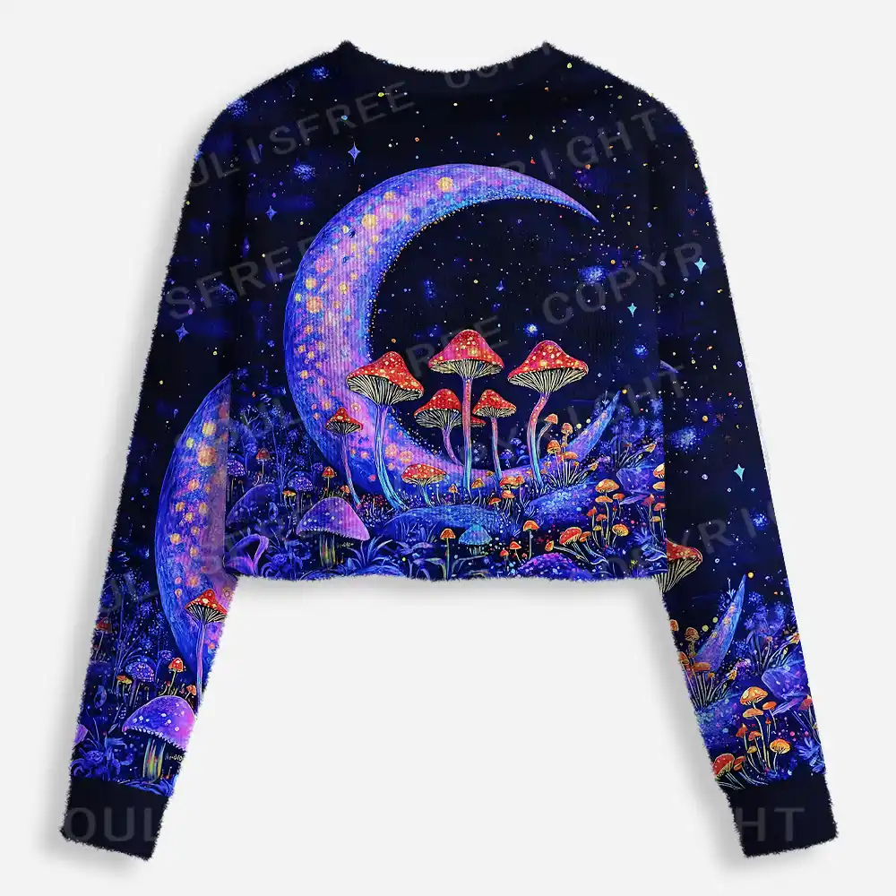 Neon Fungal Lunar Realm Cropped Ugly Christmas Sweater
