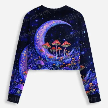 Neon Fungal Lunar Realm Cropped Ugly Christmas Sweater