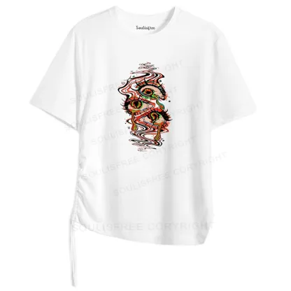 Dream Eyes Asymmetrical Top With Side Drawstring