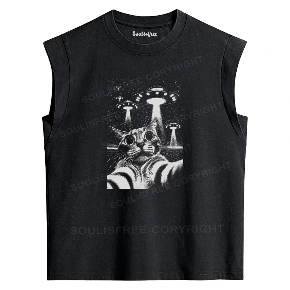 Designed They Come For Cat Washed Tank Tops