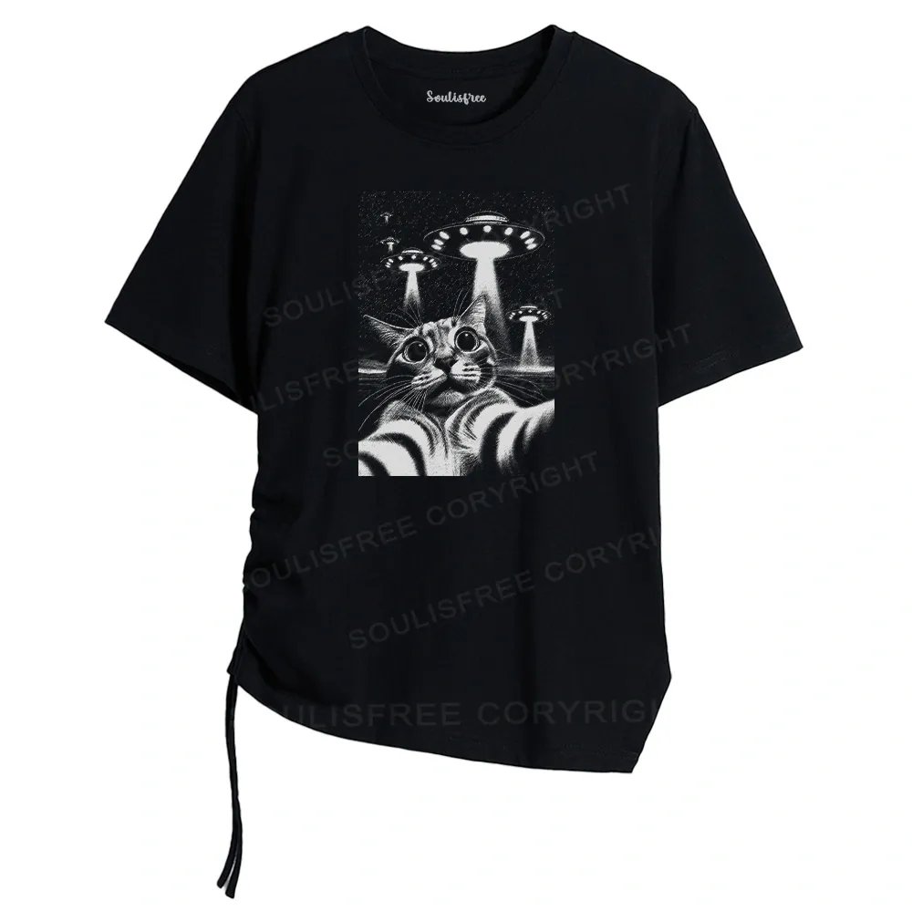 Designed They Come For Cat Asymmetrical Top With Side Drawstring