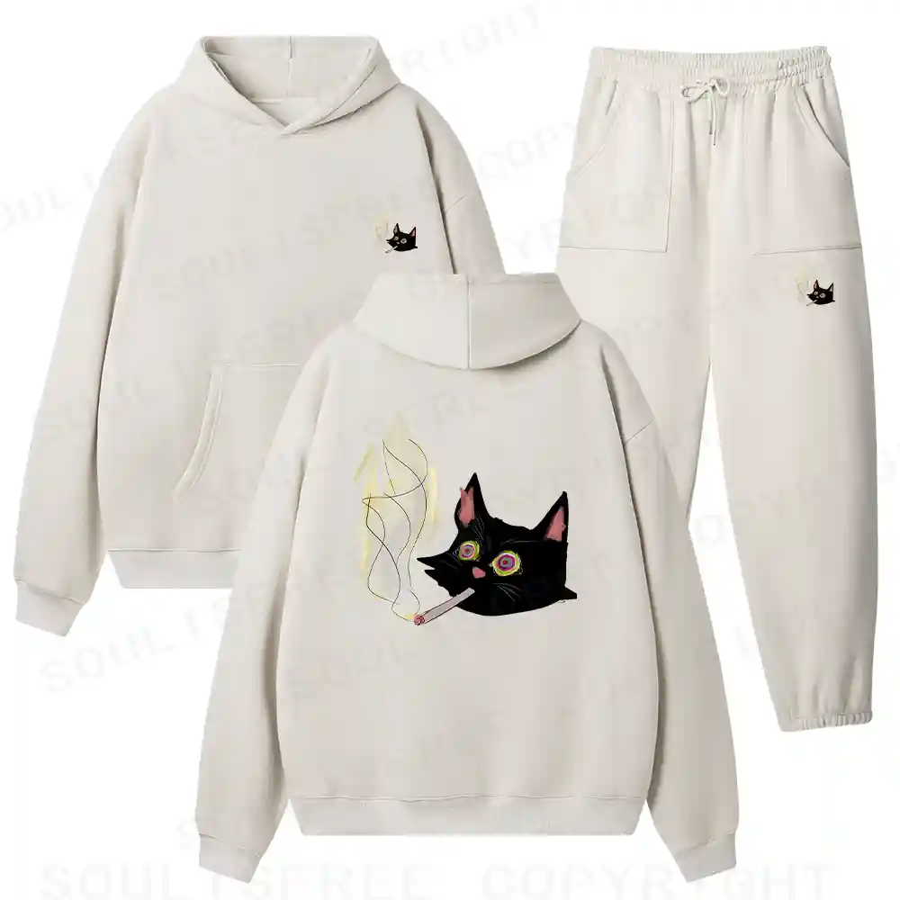 A Smoking Person Fleece Hoodie Set