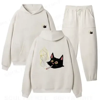 A Smoking Person Fleece Hoodie Set