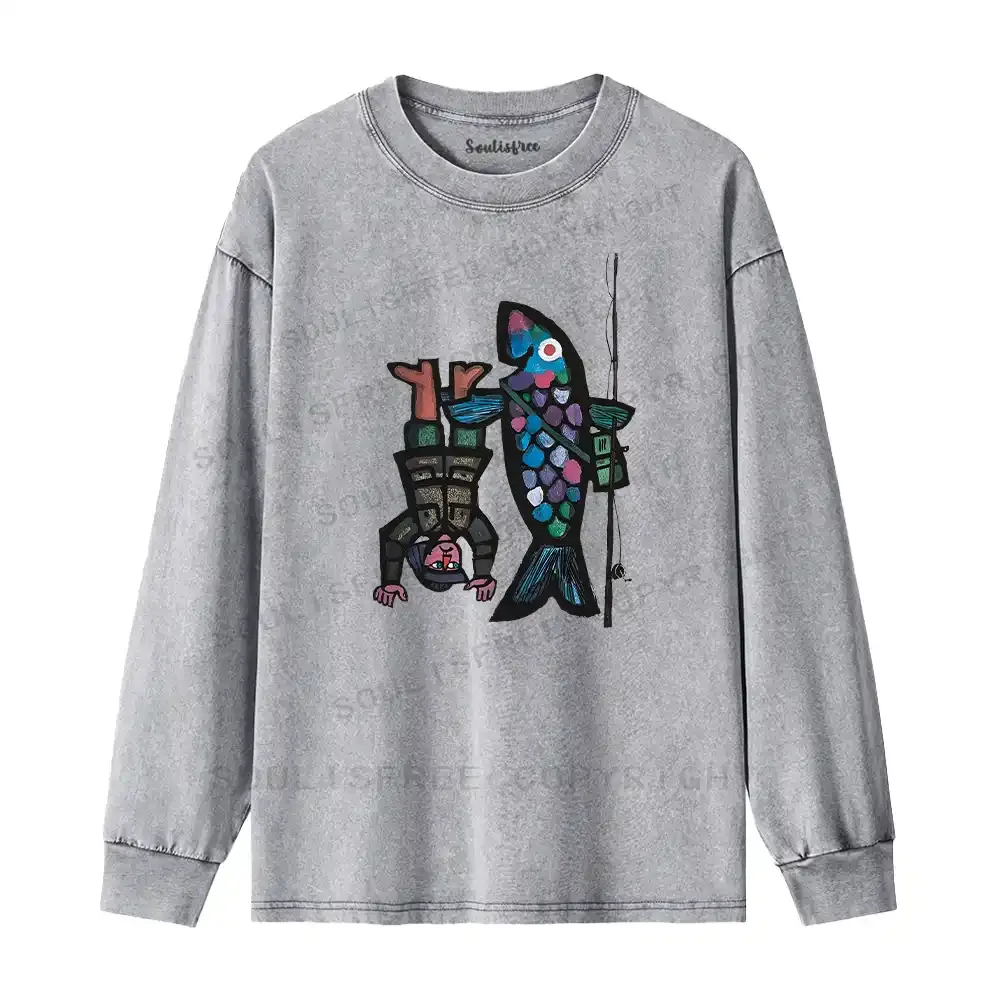 Fishing For Man's Fish Washed Long Sleeve Shirt