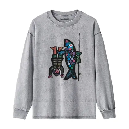 Fishing For Man's Fish Washed Long Sleeve Shirt
