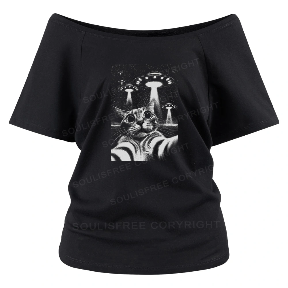 They Come For Cat Off Shoulder Top