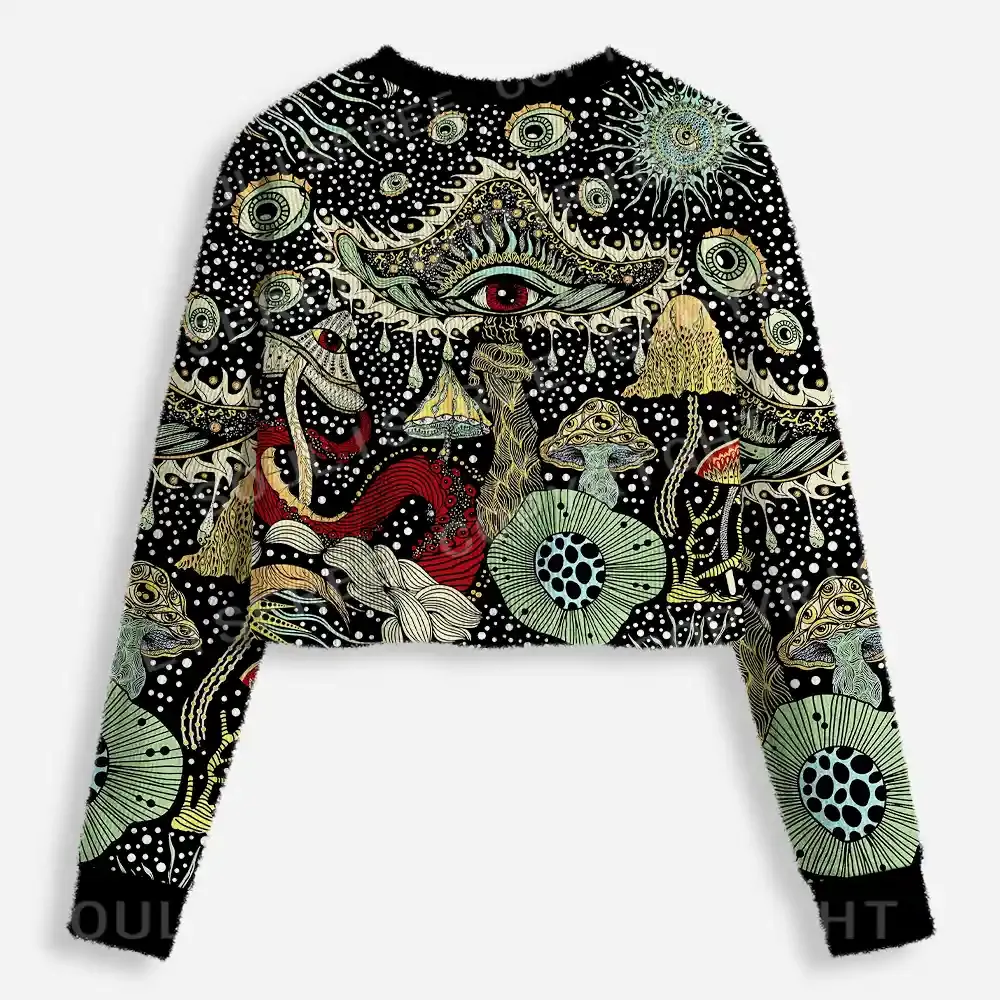 Cosmic Fungi Garden Cropped Ugly Christmas Sweater