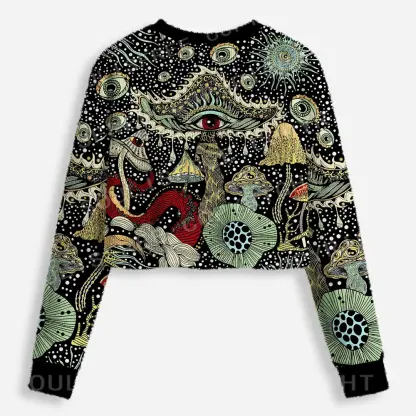 Cosmic Fungi Garden Cropped Ugly Christmas Sweater