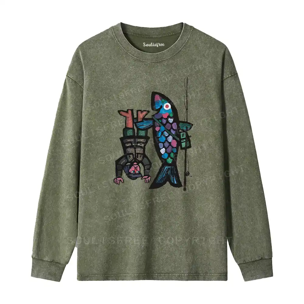 Fishing For Man's Fish Washed Long Sleeve Shirt