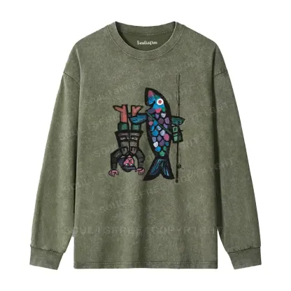 Fishing For Man's Fish Washed Long Sleeve Shirt