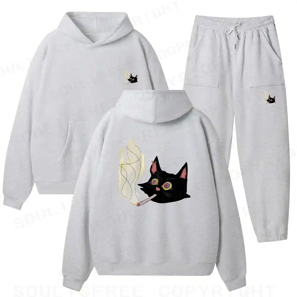A Smoking Person Fleece Hoodie Set