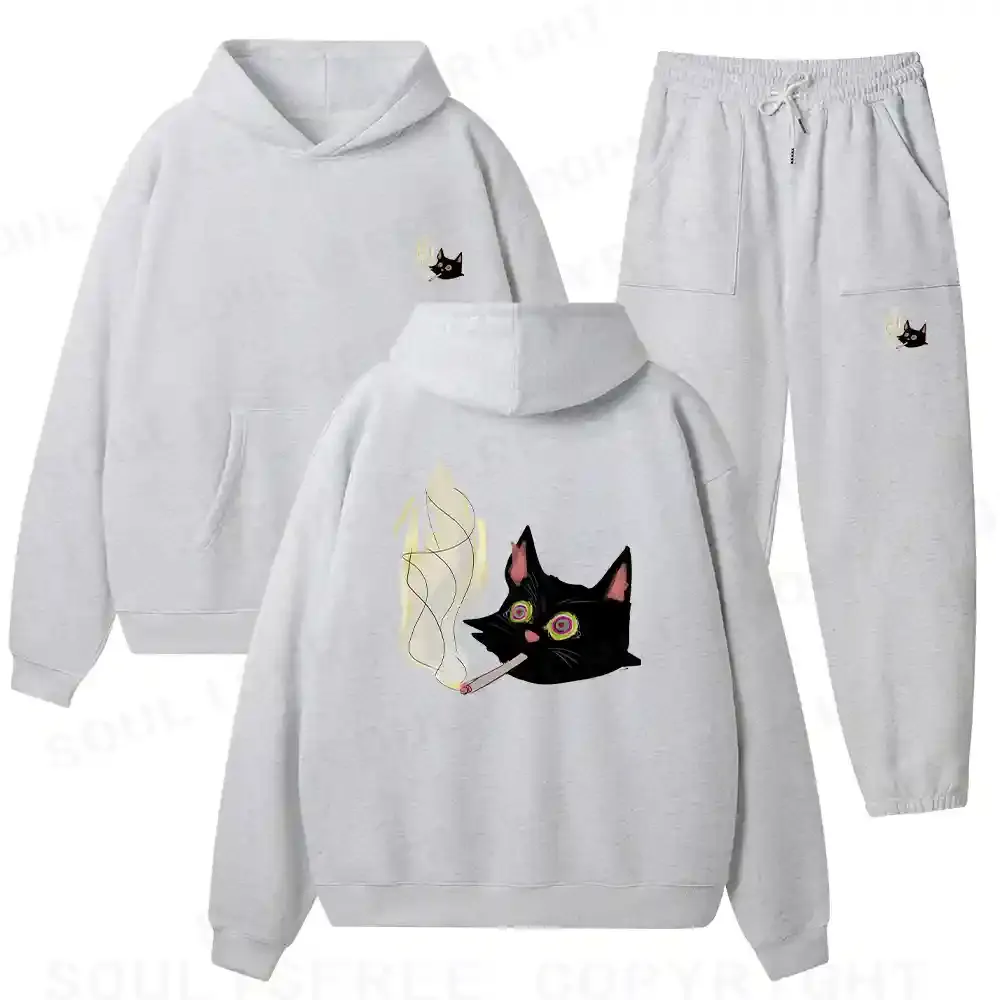 A Smoking Person Fleece Hoodie Set