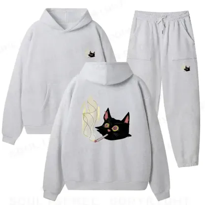 A Smoking Person Fleece Hoodie Set