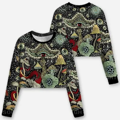 Cosmic Fungi Garden Cropped Ugly Christmas Sweater