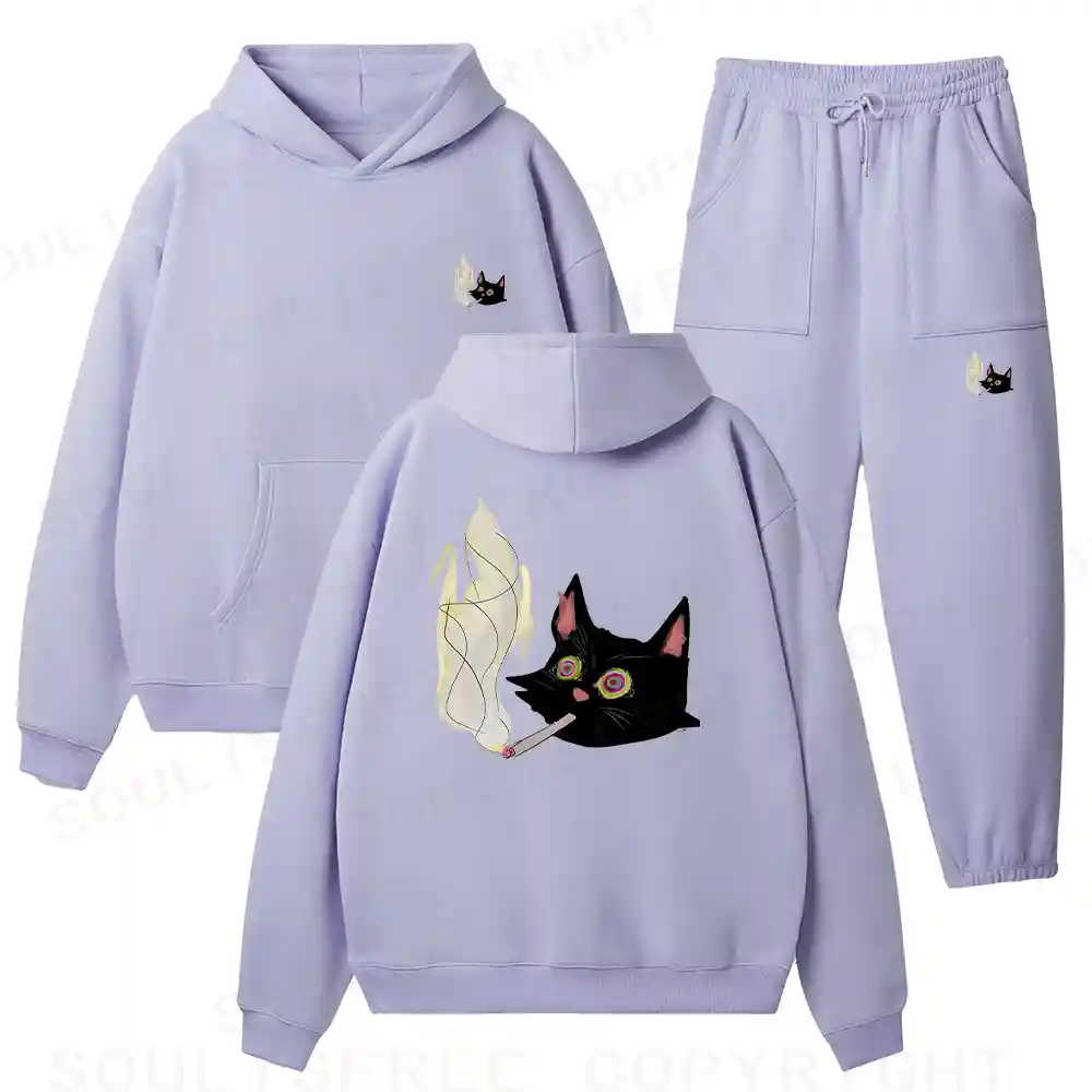 A Smoking Person Fleece Hoodie Set