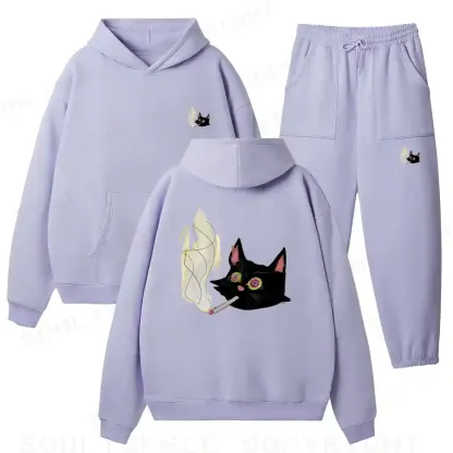 A Smoking Person Fleece Hoodie Set