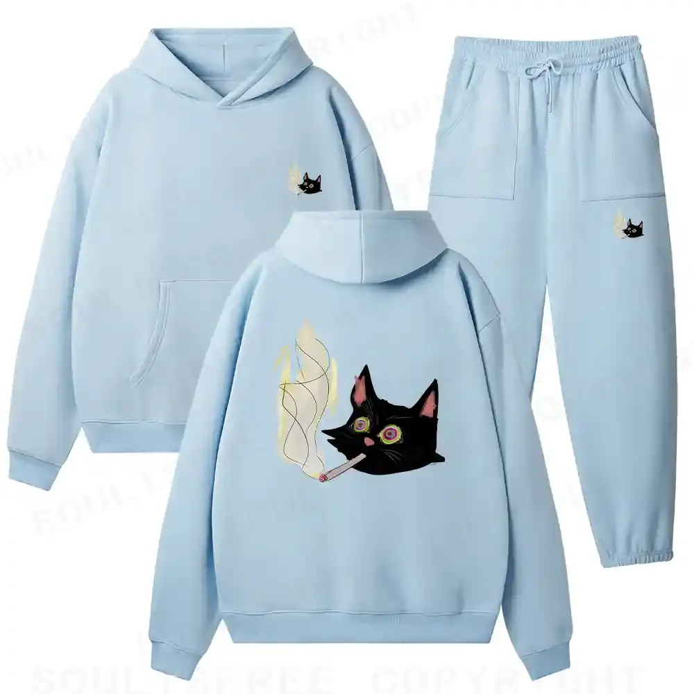 A Smoking Person Fleece Hoodie Set