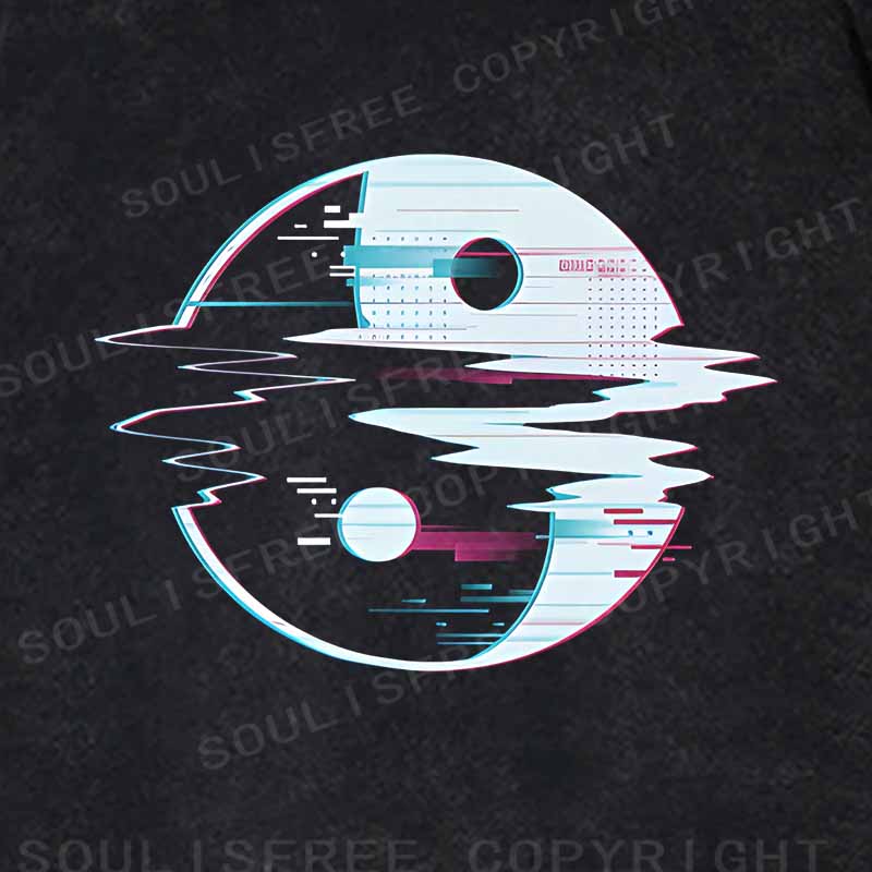 Soulisfree  Glitch Yin Yang symbol Washed Hoodie