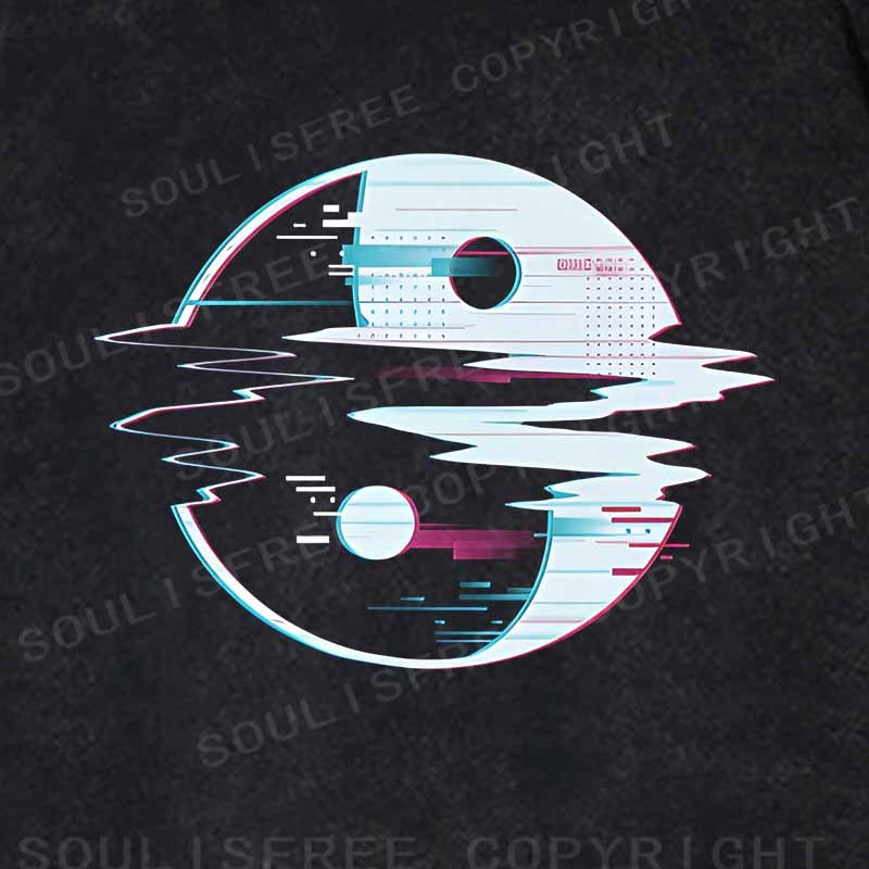 Soulisfree  Glitch Yin Yang symbol Washed Hoodie