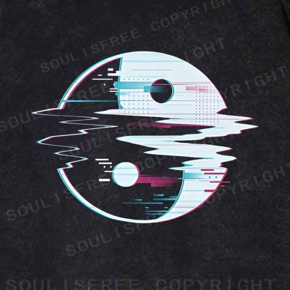 Soulisfree  Glitch Yin Yang symbol Washed Hoodie