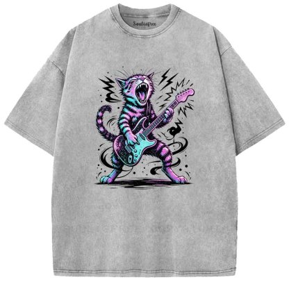 Soulisfree Rock and Roll Cat Washed Tee