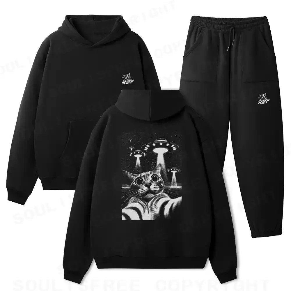 They Come For Cat Fleece Hoodie Set