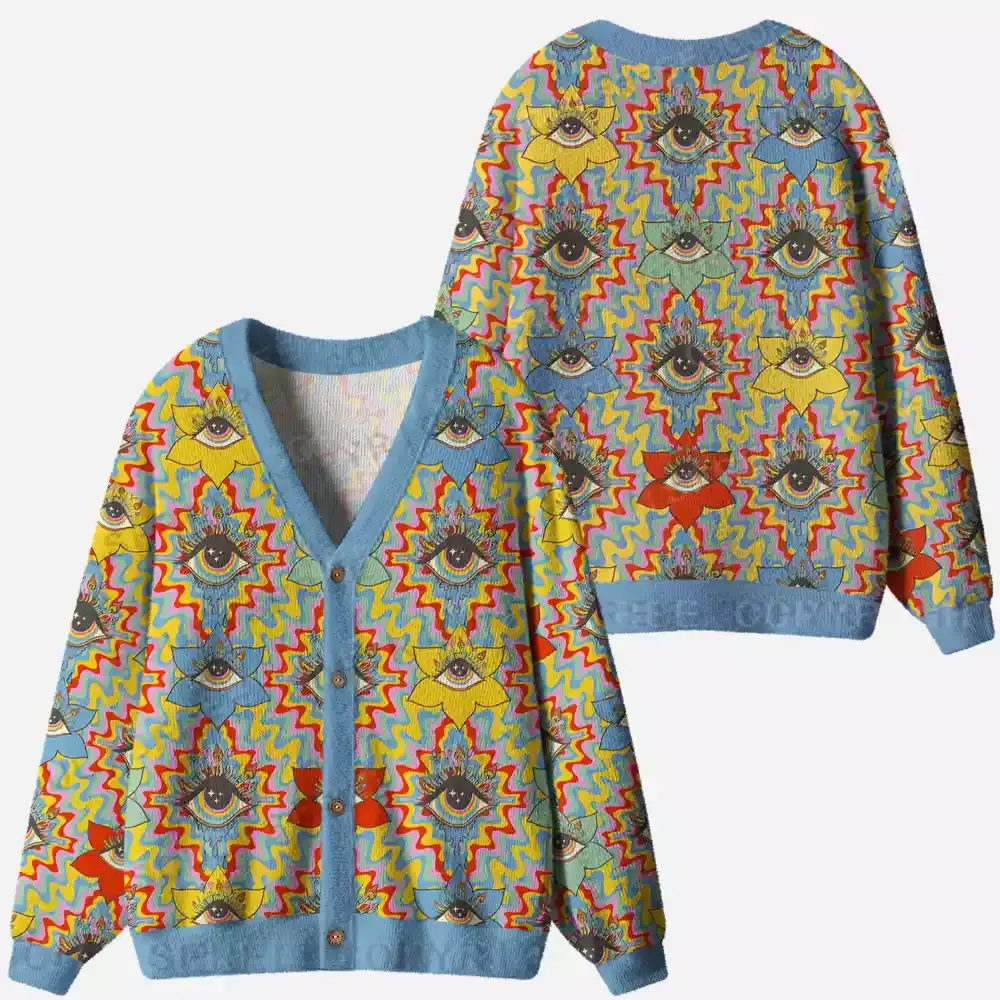Occult Chromatic Ocular Ugly Cardigan Sweaters 