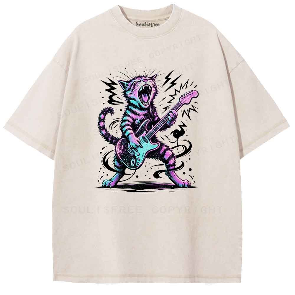 Soulisfree Rock and Roll Cat Washed Tee
