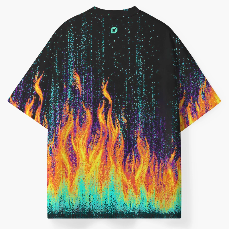 Soulisfree Digital Rainbow Flame ECO‑PERF Graphic Tee