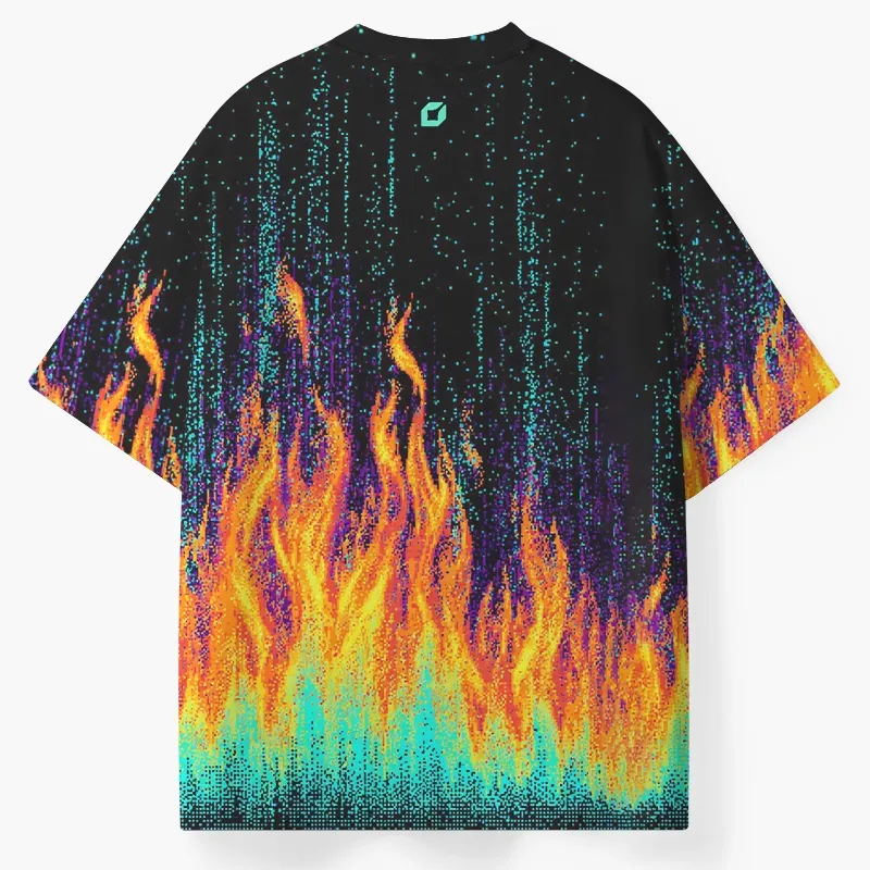 Soulisfree Digital Rainbow Flame ECO‑PERF Graphic Tee