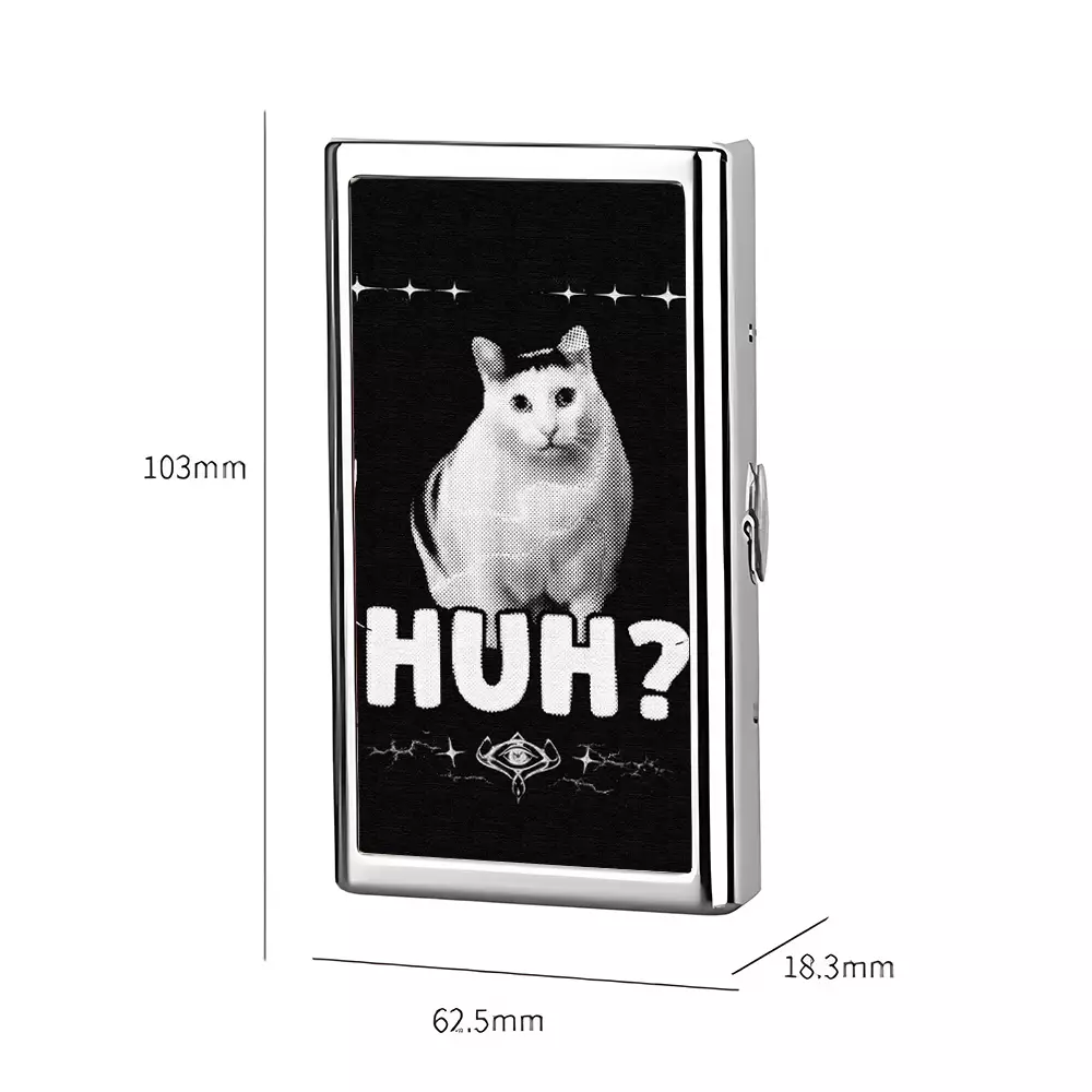 Soulisfree Huh Cat Meme Metal Pocket Case