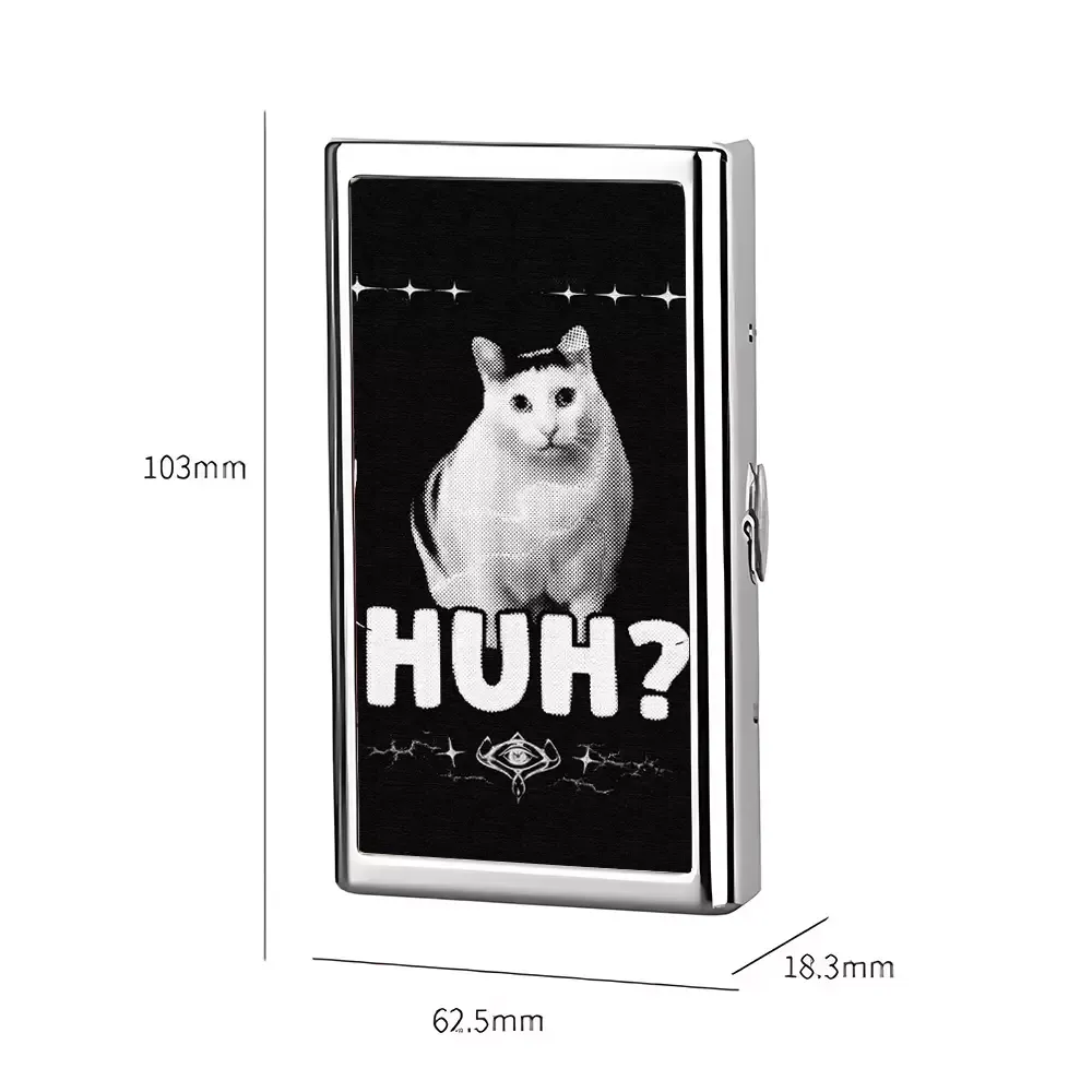 Soulisfree Huh Cat Meme Metal Pocket Case