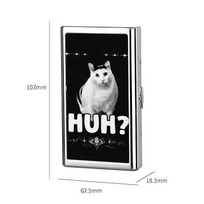 Soulisfree Huh Cat Meme Metal Pocket Case